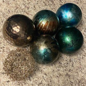 Peacock Decor Turquoise Teal Brown Gold Baubles